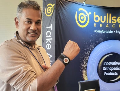 man wearing Bullseye wrist band